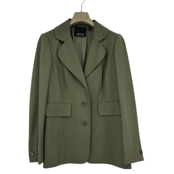 Carlisle Green Wool Cashmere Blend Blazer Jacket Size 10 - Picture 1 of 5
